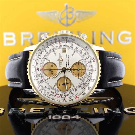 14k and stainless breitling navitimer|Breitling Navitimer bezel.